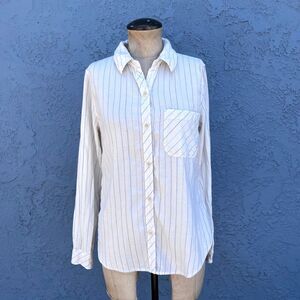 Faherty Women's Organ Cotton Shirt Button Up Small Flannel rainbow stripe